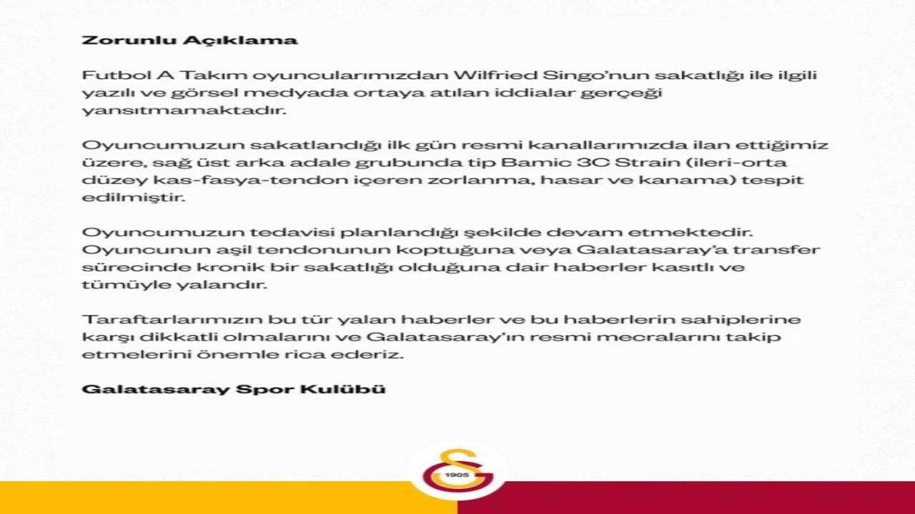 Sakatlık haberleri Dursun Özbek'i çileden çıkardı: Galatasaray'dan Wilfried Singo iddialarına zehir zemberek yanıt! 5